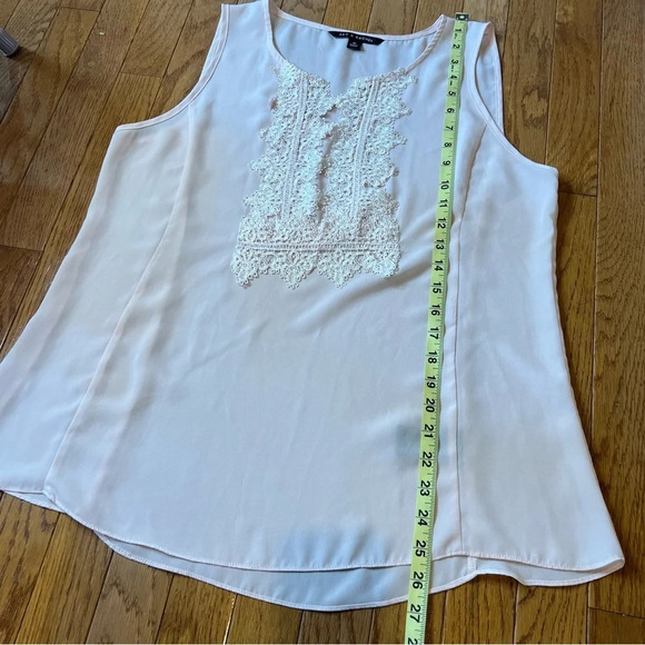 Zac & Rachel Women Top M Pink Blush Lace Embroidery Panel Front Sleeveless Sheer - Picture 11 of 15